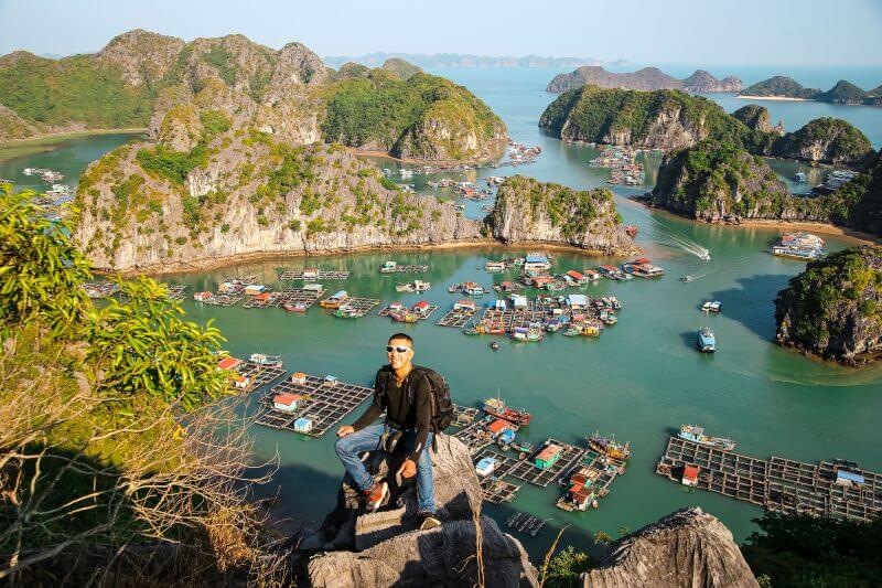 Cai Beo Floating Fishing Village viewed from Cat Ba Island